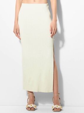 Wild Fable Off White Pearl Side Slit Sweater Maxi Skirt